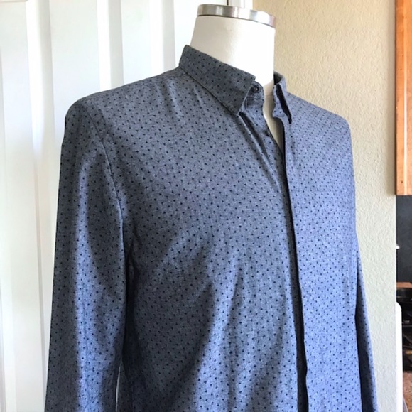 Ch. Dot Print Cotton Chambray L/S Button Up NWOT/L - Picture 4 of 10